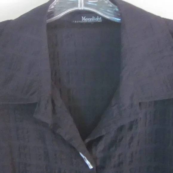 Moonlight Y&S Womens Size XL Textured Black Cotton Oversized 3/4 Sleeve Jacket